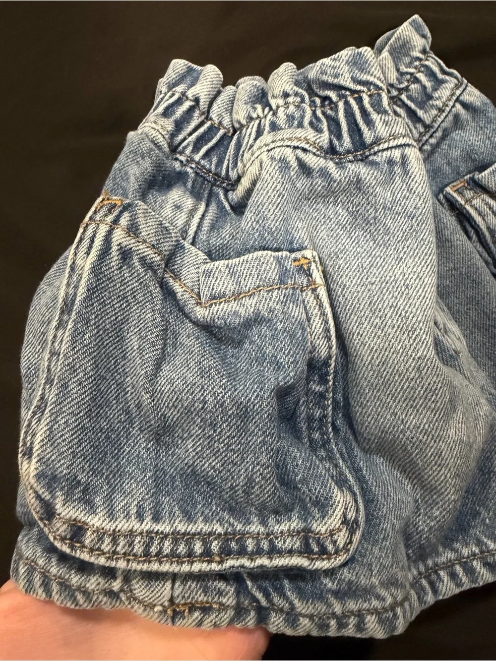 GAP Light Blue Denim Pocket Cargo Skort with Ruffle Elastic Waist Size 3T EUC